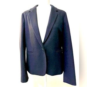 Hobbs London 1 Button Blazer Jacket All Season Wool Blend Navy/Black Size 12